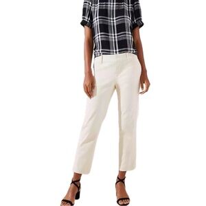 Loft Floral Appliqué Straight Leg Chino Pants in Cream